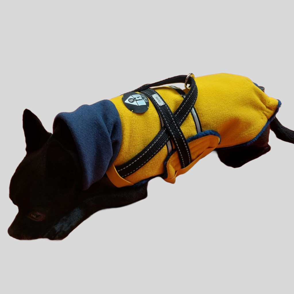 Stil4you Hundemantel Fleece, gelb/ blau mit Kragen