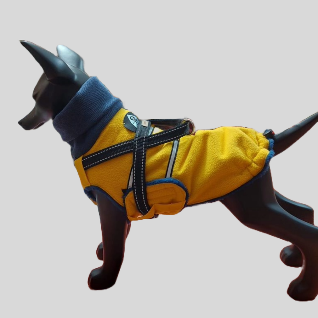 Stil4you Hundemantel Fleece, gelb/ blau mit Kragen